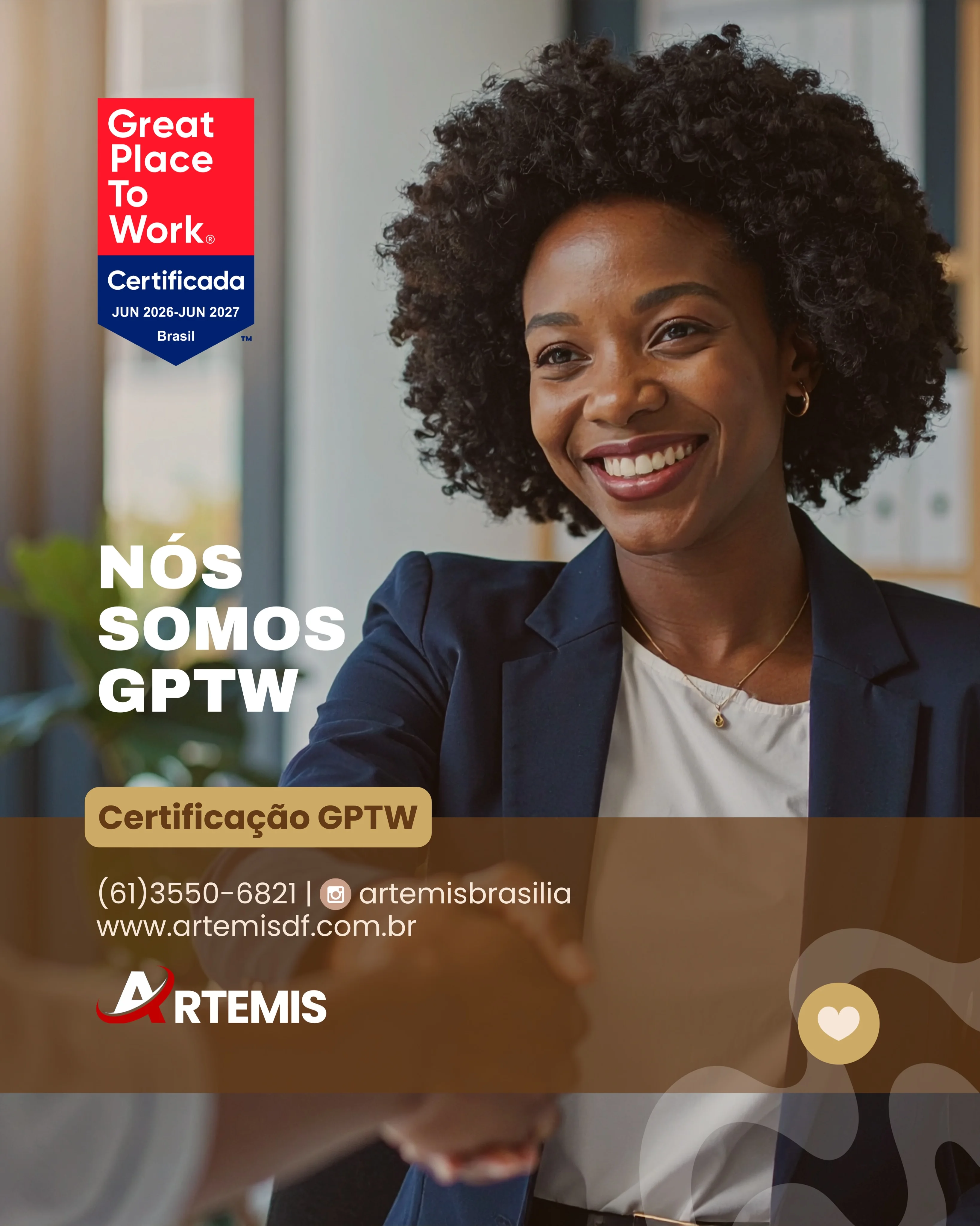 Publicação da Artemis sobre a certificação Great Place to Work 2026–2027